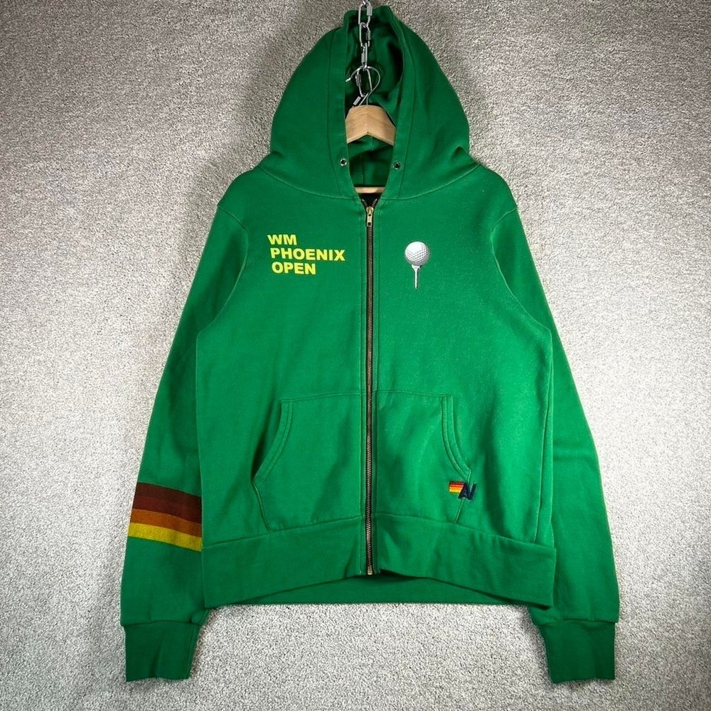 Men's Aviatior nation waste management phoenix open RARE zip up green hoodie M